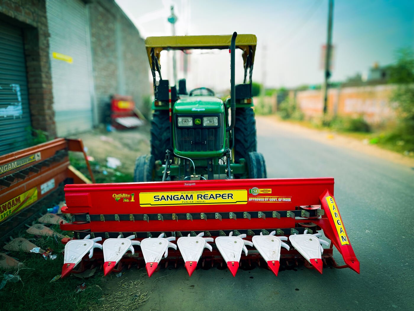 Sangam Reaper mounted on tractor